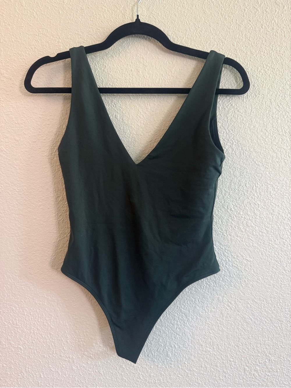 Babaton Dark Green V-Neck One-Piece Bodysuit